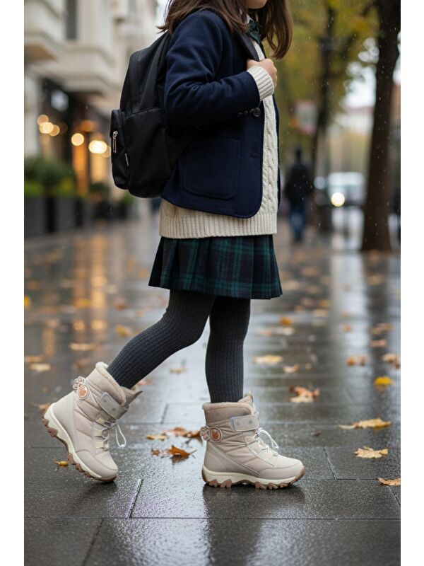 TİGGER İçi Kürklü Bağcıklı ve Cırtlı Kız Çocuk Bot - Görsel 5