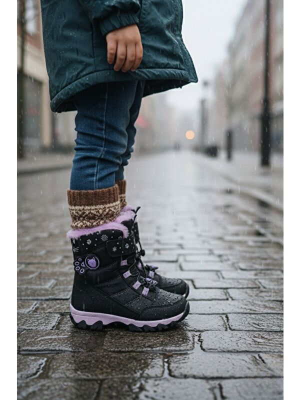 TİGGER İçi Kürklü Bağcıklı ve Cırtlı Kız Çocuk Bot - Görsel 7