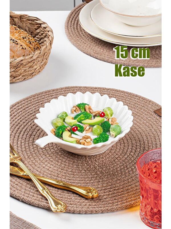 Porsima Porselen Kase Yaprak Desenli 15 Cm