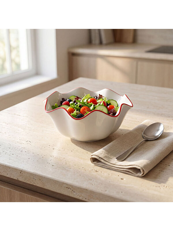 GÜRAL PORSELEN Rodos 19 Cm Salata Sunumluk Kase 30KMZ
