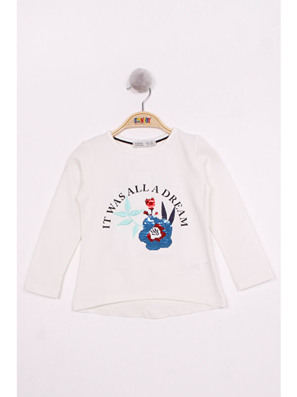Toontoykids Kız Çocuk Pullu Güllü Nakışlı T-Shirt