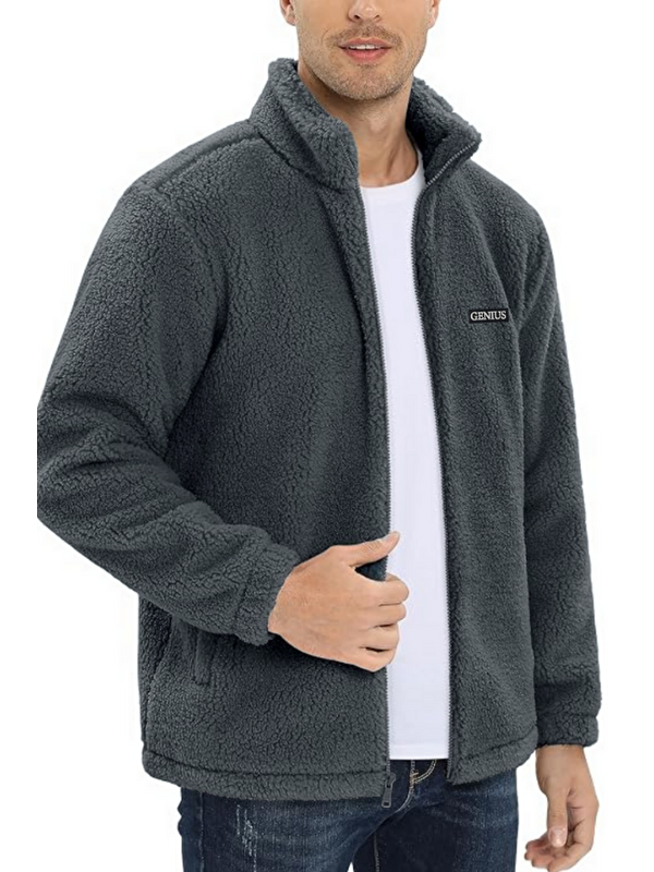 Genius Store Oversize Pelüş Polar Erkek Fermuarlı Sweatshirt Hırka Oversize-PELUSS