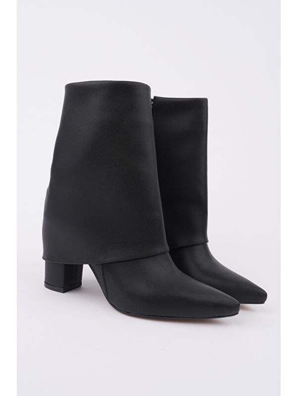 İMPERA Sivri Burun Kalın Topuklu Fermuarlı Kadın Bot - Görsel 5