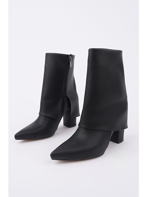 İMPERA Sivri Burun Kalın Topuklu Fermuarlı Kadın Bot - Görsel 6
