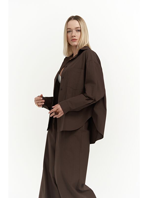 Mai Collection Mirabella Kahve Gömlek Pantolon Takım
