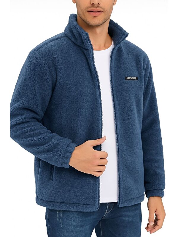 Genius Store Oversize Pelüş Polar Erkek Fermuarlı Sweatshirt Hırka Oversize-PELUSS