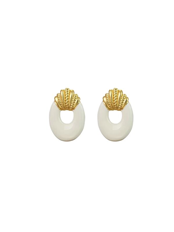 New Obsessions Kadın Mineli Gold Tokmak Küpe