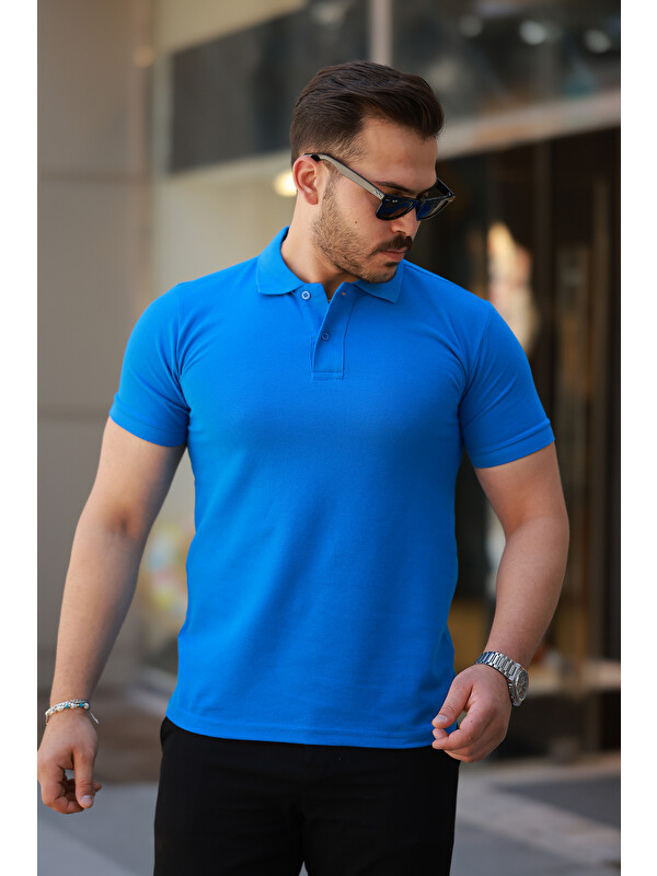 COMBINE Erkek Basic Kısa Kol A.Mavi Polo Yaka Tişört