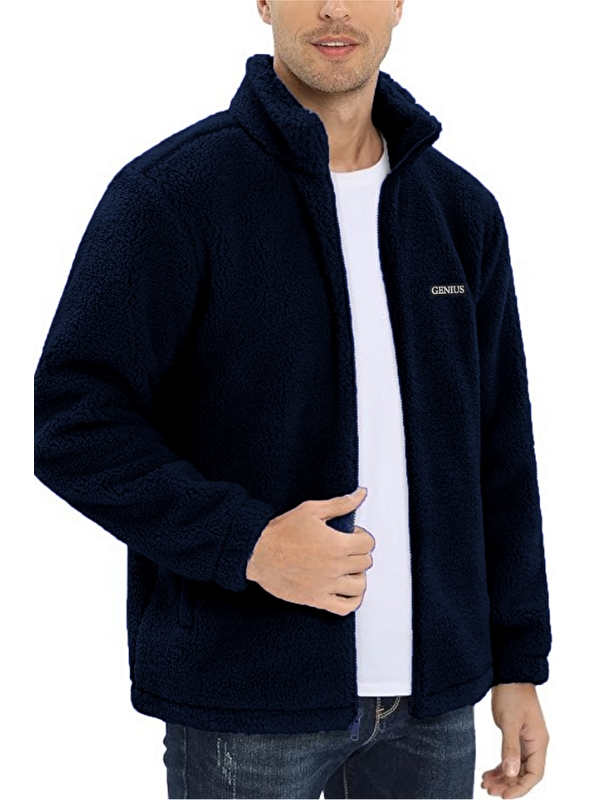 Genius Store Oversize Pelüş Polar Erkek Fermuarlı Sweatshirt Hırka Oversize-PELUSS