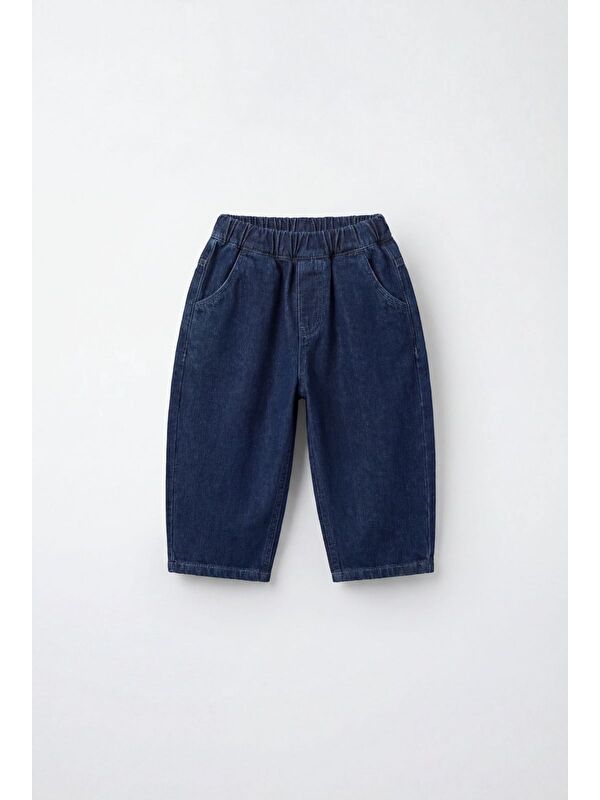 Magu Unisex Çocuk Pamuklu Koyu Lacivert Denim Pantolon