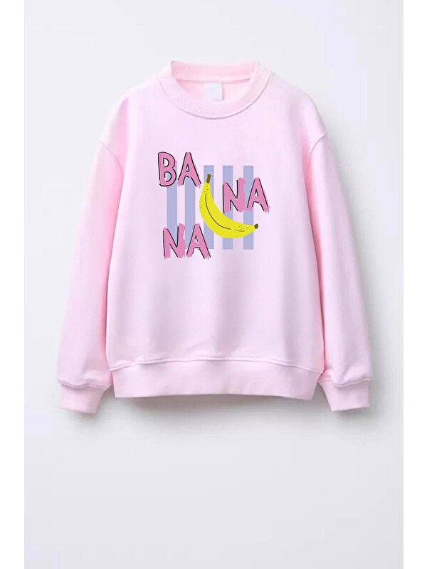 Monila Kız Çocuk Baskılı 3 İplik Kumaş Pamuklu Sweatshirt