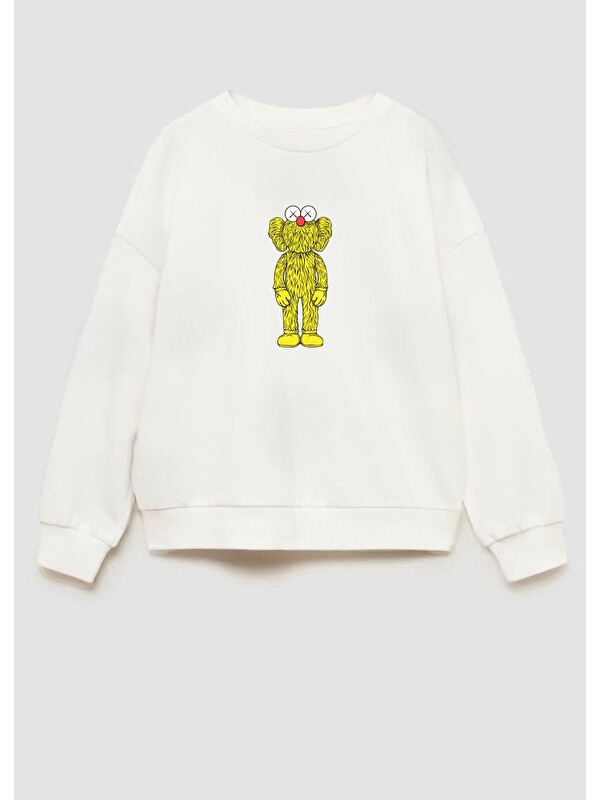 Monila Unisex Çocuk Kaws Baskılı 3 İplik Kumaş Pamuklu Sweatshirt