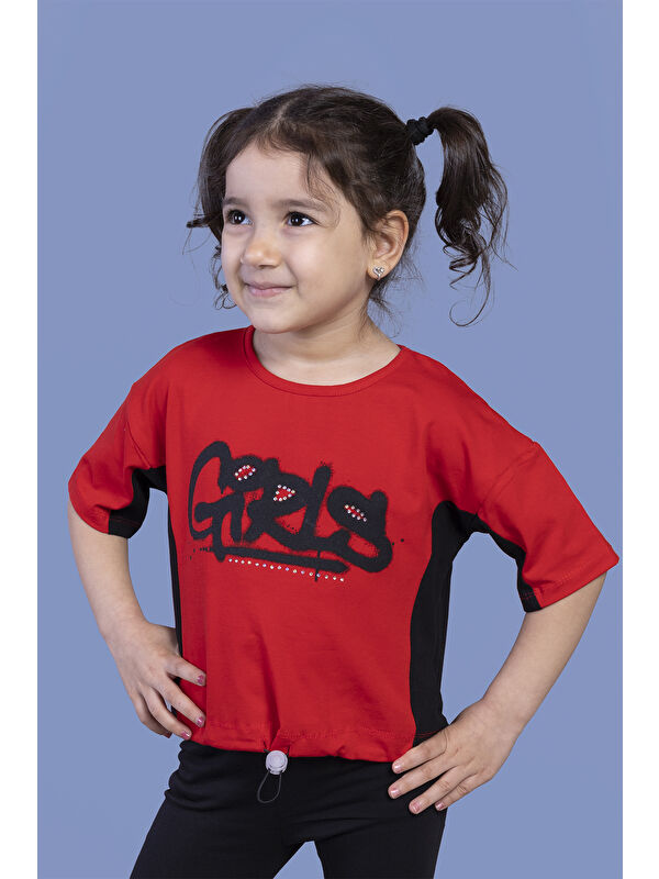 Toontoykids Kız Çocuk Garni Detaylı Baskılı Tişört