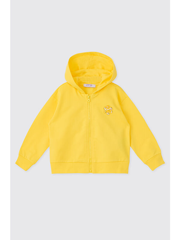 Panço Liberty Kumaş Kız Bebek Sarı Fermuarlı Sweatshirt