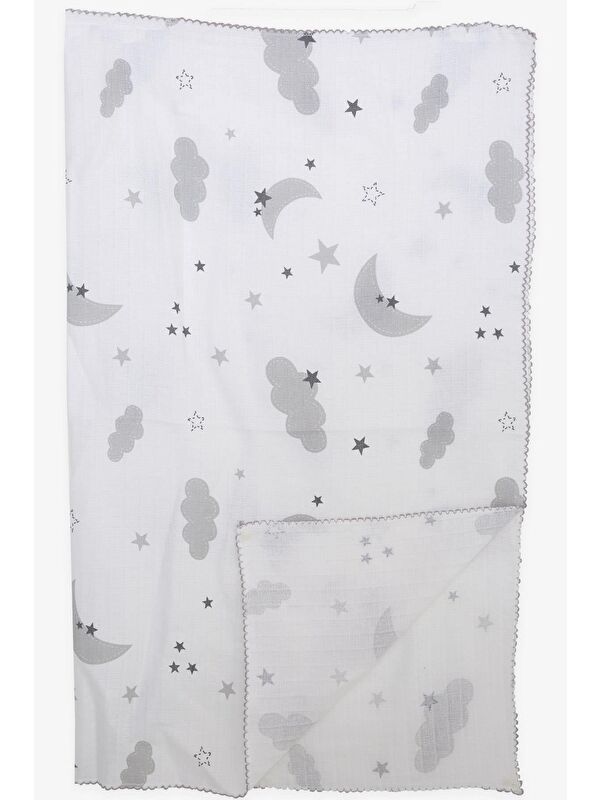 Breeze Yenidoğan Bebek Müslin Battaniye Gökyüzü Temalı Ekru (77 X 89 Cm)