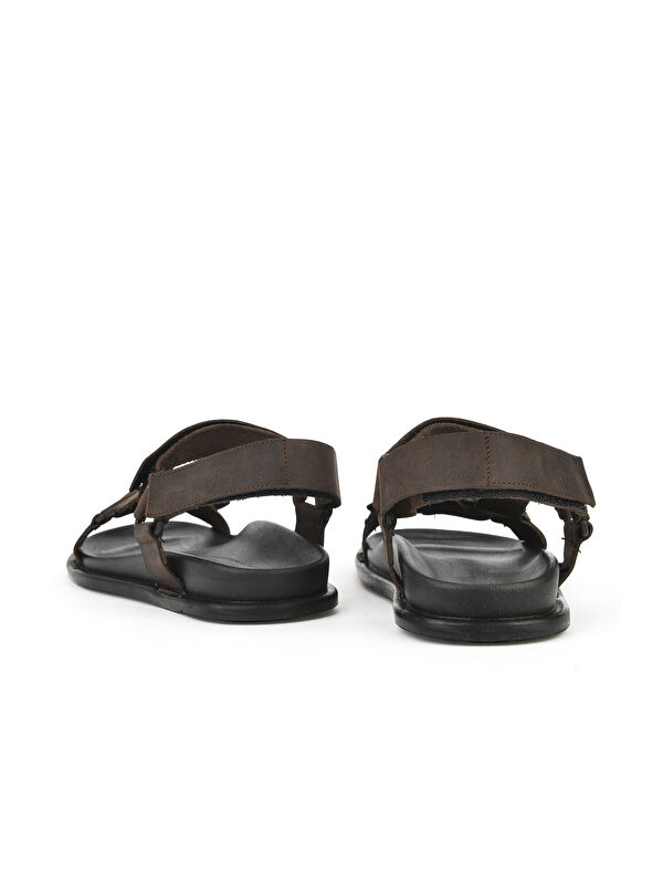 Erkek Hakiki Deri Sandalet 1511052Z5351 Kahve - Görsel 4