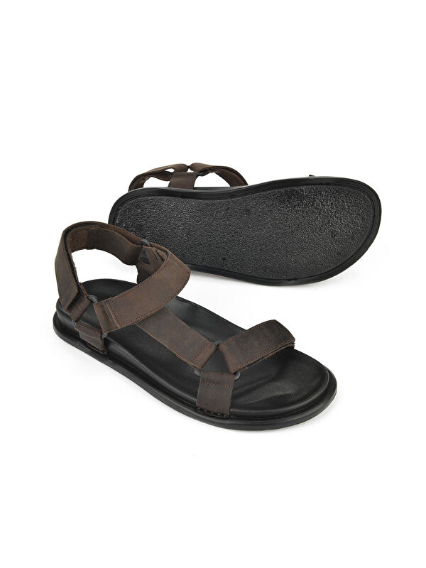 Erkek Hakiki Deri Sandalet 1511052Z5351 Kahve - Görsel 5
