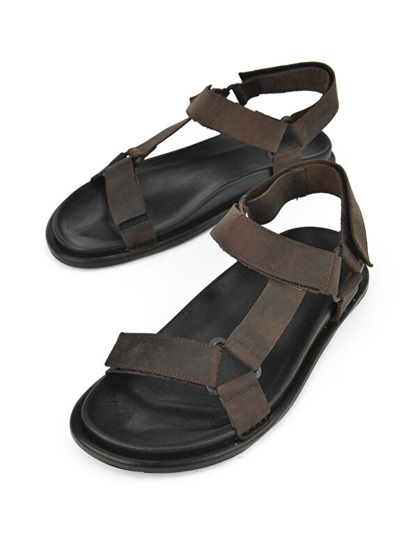 Erkek Hakiki Deri Sandalet 1511052Z5351 Kahve - Görsel 6