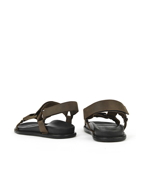 Ziya Ayakkabi Kahverengi Ziya Ayakkabi Hakiki Erkek Deri Sandalet 1511052Z5351