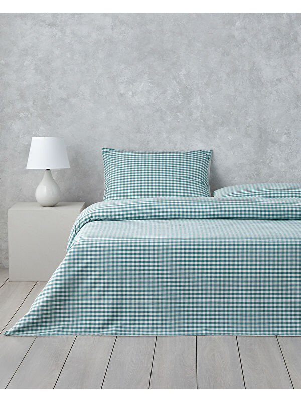 English Home Clouded Grid İpliği Boyalı Tek Kişilik Nevresim Takımı 160x220 cm Koyu Yeşil