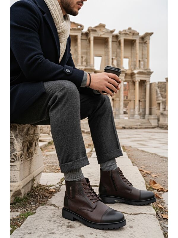 RAFA Fermuarlı Bağcıklı Kürklü Erkek Bot - Görsel 2