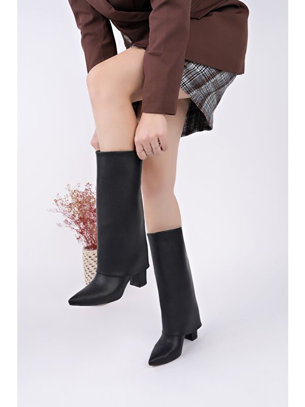 REBECA Sivri Burun Kalın Topuklu Kadın Çizme - Görsel 5
