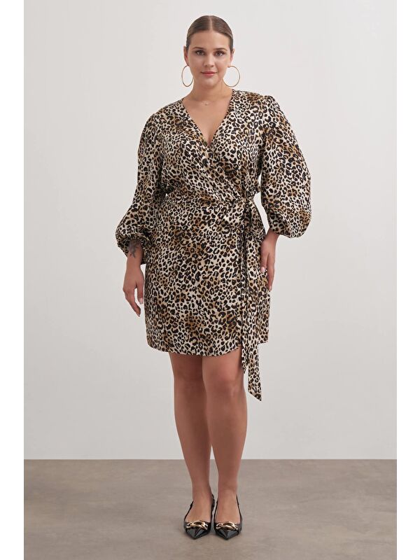 Mylinemoda Beli Kuşaklı Leopar Elbise
