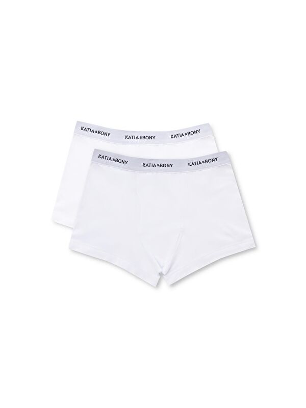 Katia And Bony 2'li Paket Basic Modal Erkek Boxer Beyaz/Beyaz