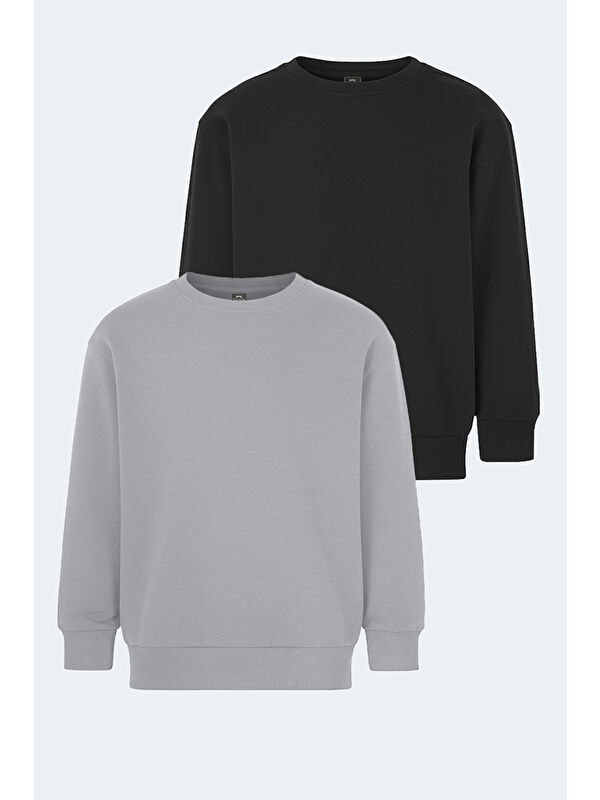 SLAZENGER LOGAN 2 li set Unisex Çocuk Siyah -Taş Gri Sweatshirt