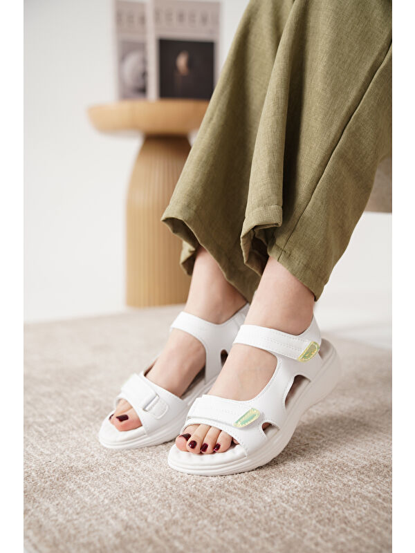 D0670 Günlük Full Ortopedik Arkadan Lastikli Konforlu Sandalet - Görsel 3