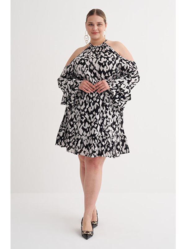 Mylinemoda Pencere Detaylı Volanlı Elbise