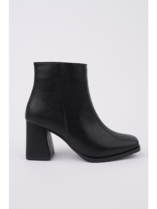 DİVİNA Küt Burun Kalın Topuklu Fermuarlı Kadın Bot - Görsel 2