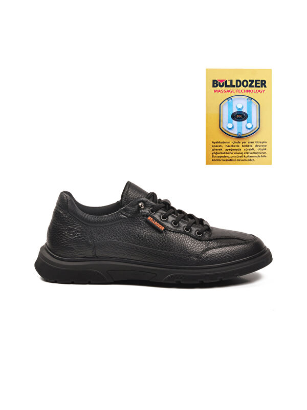 Siyah Ortopedik Hakiki Deri Masaj Etkili Erkek Casual Ayakkabı 260043 M - Görsel 3