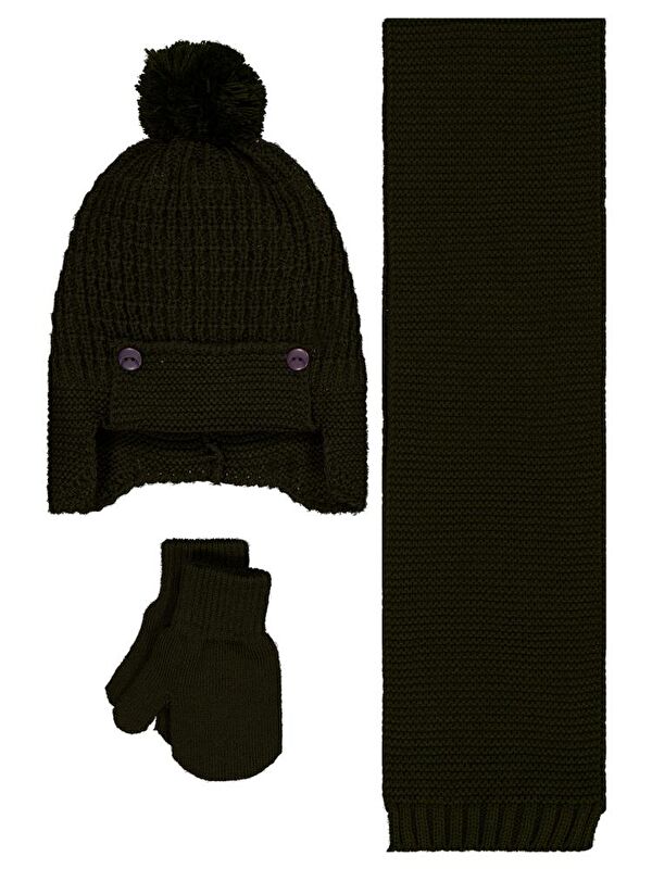 Civil Baby 6-18 Ay Atkı Bere Eldiven Set - Yeşil