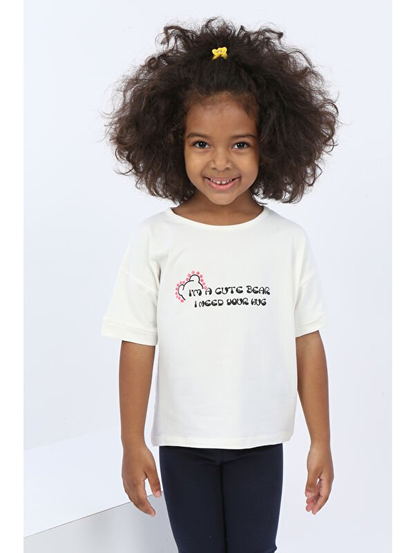 Toontoykids Kız Çocuk Ayıcık Baskılı Tişört