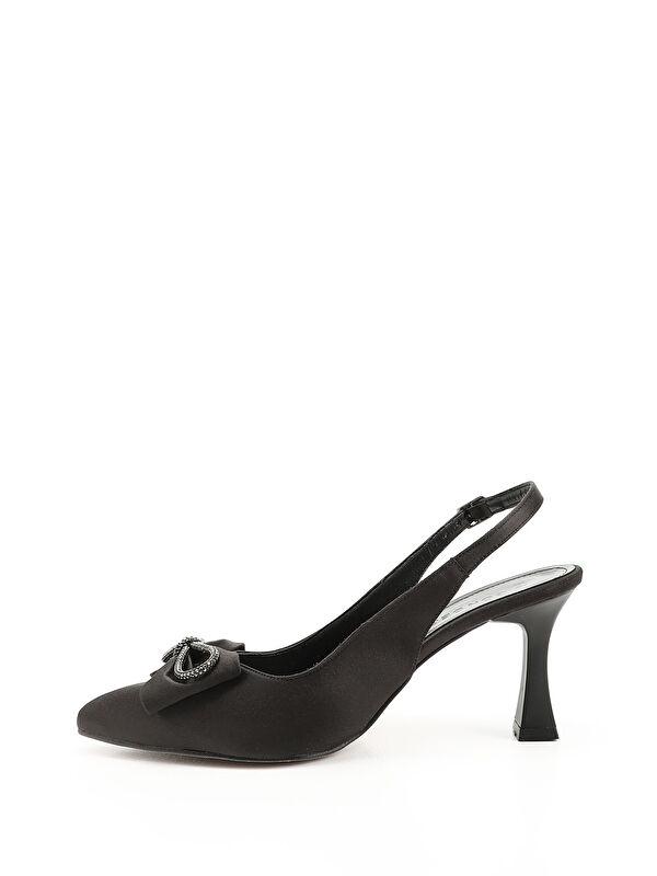 Kadın KOYU SİYAH Sivri Burun Kadeh Ökçe Arkası Açık Ayakkabı - Görsel 4