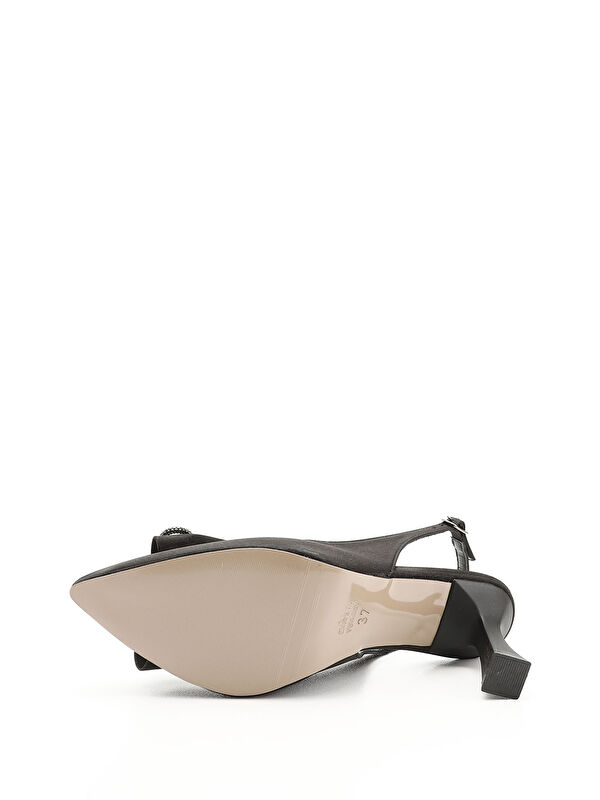 Kadın KOYU SİYAH Sivri Burun Kadeh Ökçe Arkası Açık Ayakkabı - Görsel 5