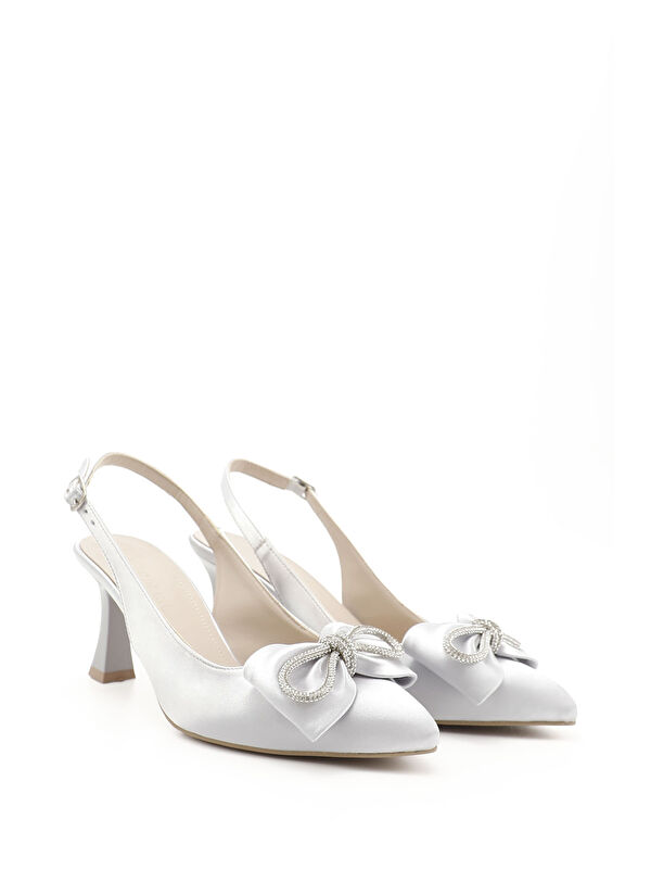 Kadın GRİ Sivri Burun Kadeh Ökçe Arkası Açık Ayakkabı - Görsel 3