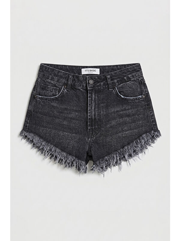 It's Basic Kadın Koyu Füme 2s6-1 Mini Boy Denim Şort