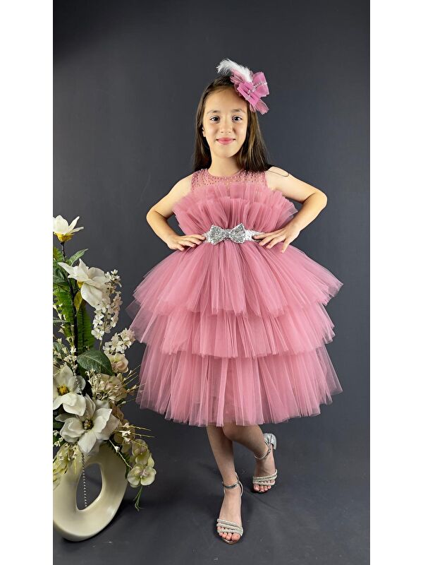 Mnk Baby & Kids Katkat Tüllü Buket Model Kız Çocuk Özel Abiye