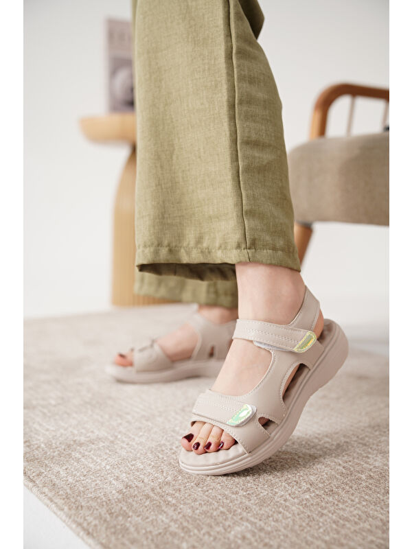 D0670 Günlük Full Ortopedik Arkadan Lastikli Konforlu Sandalet - Görsel 5