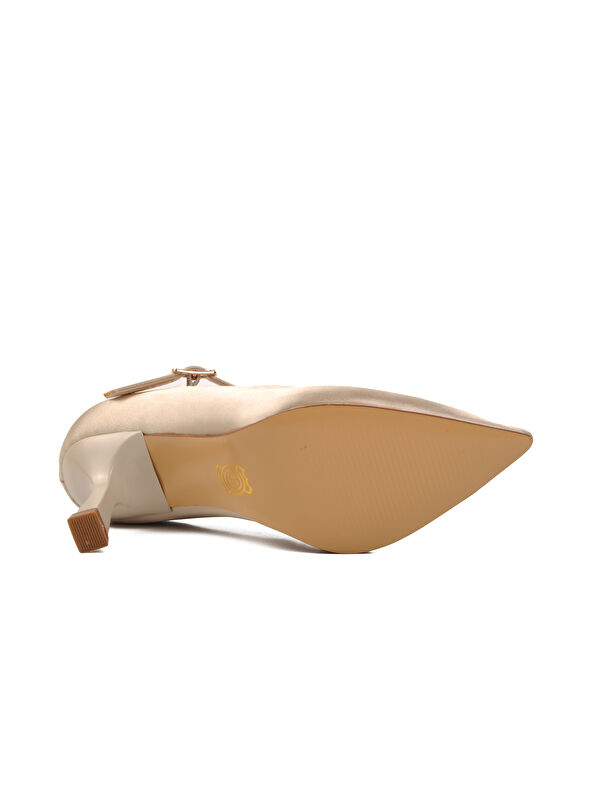 Bej Saten Kadın Topuklu Ayakkabı 357094 - Görsel 6