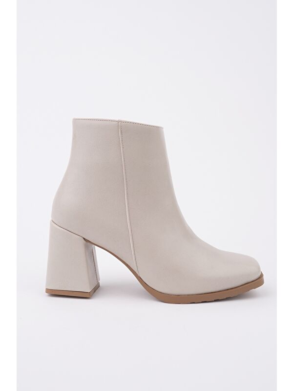 DİVİNA Küt Burun Kalın Topuklu Fermuarlı Kadın Bot - Görsel 3