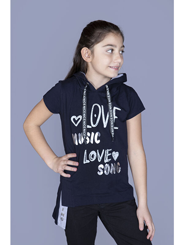 Toontoykids Kız Çocuk Kapüşonlu Baskılı Tişört