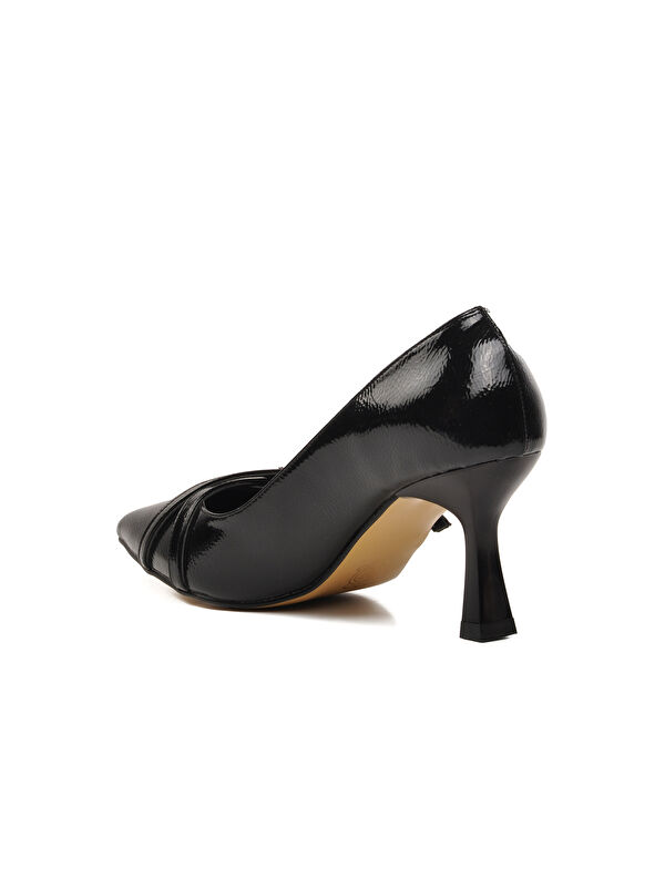 Siyah Kırışık Kadın Topuklu Ayakkabı 357095 - Görsel 5