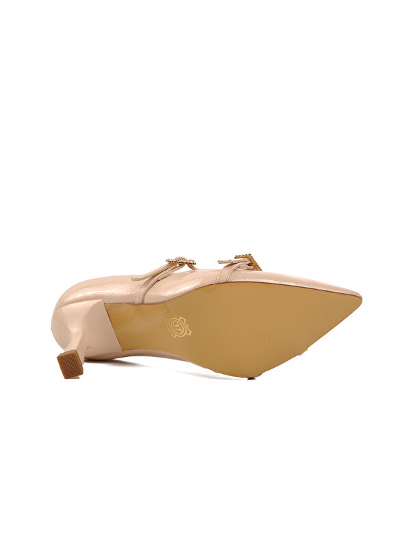 Bej Kırışık Kadın Topuklu Ayakkabı 357095 - Görsel 6