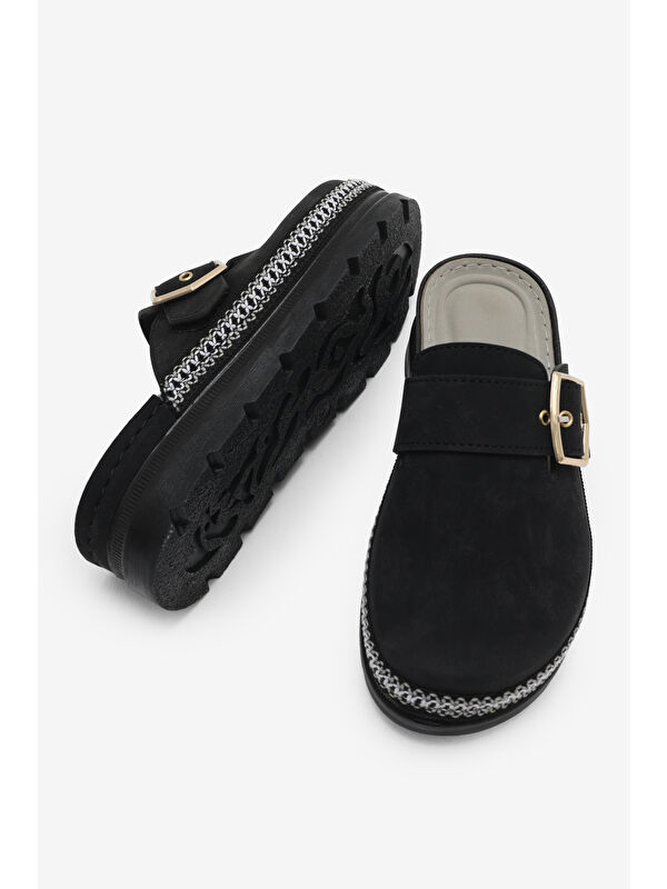 Tonny Black Siyah Tonny Black Poli Taban Kadın Rahat Kalıp Tokalı Terlik