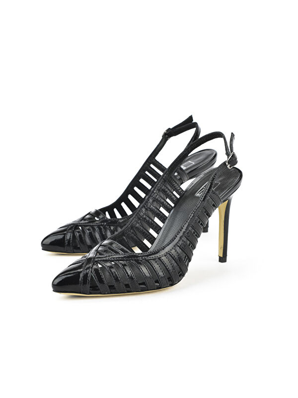 Kadın Hakiki Deri Topuklu Ayakkabı 1511030Z2532 Siyah - Görsel 6