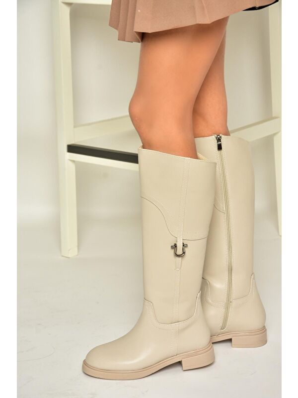 T9736006 Bej Kadın Çizme - Görsel 3