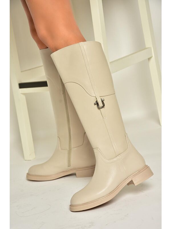 T9736006 Bej Kadın Çizme - Görsel 4
